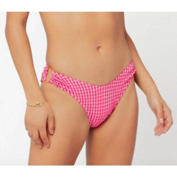 L*Space  Gingham Mondo Bikini Bottom Classic L - Picture 1 of 7